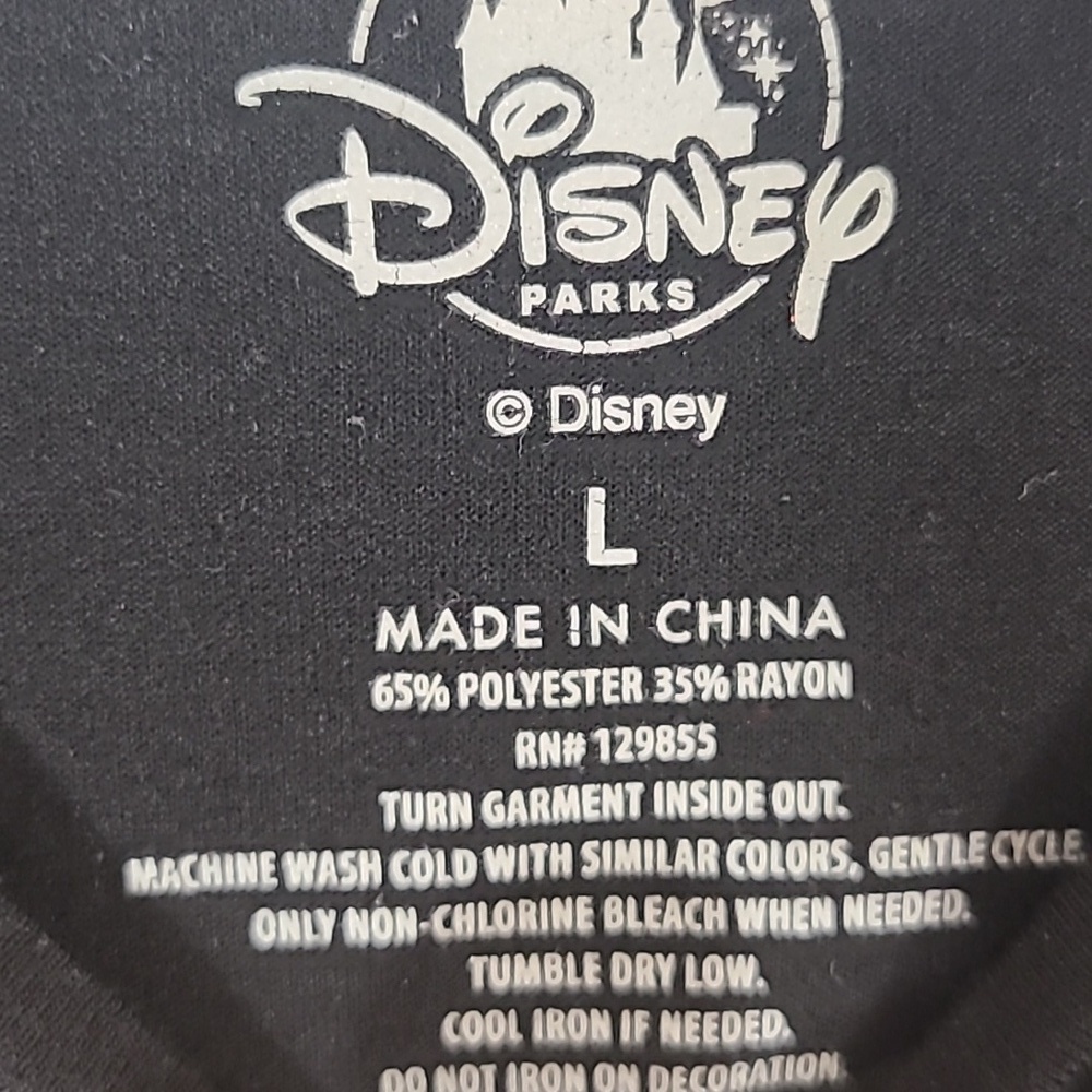 DISNEY PARKS Rose Gold Sequined Bow w/Sparkly Silver Ears Black Tee, size Large - Picture 4 of 5